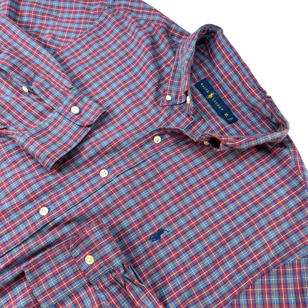 Polo Ralph Lauren Plaid Button Down Men's Shirt Long Sleeve Classic Fit Size XL